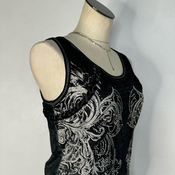 Rhinestone Cyber Y2K Semi Sheer Tank Top Size XS - Picture 2 of 7